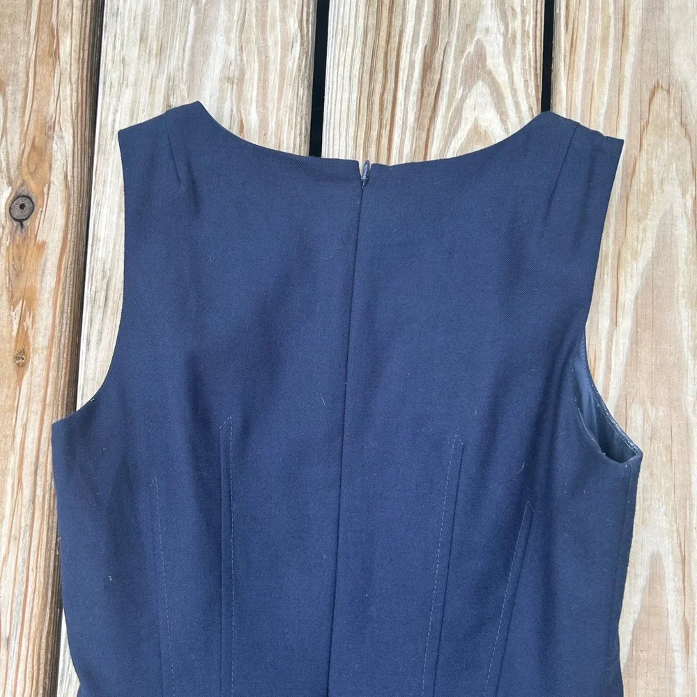 J.Crew Dress Sz‎ 2 Allie In Festival Blue Wool Blend Sleeveless Sheath